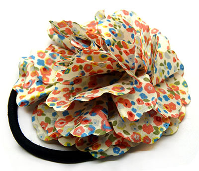 时尚甜美雪纺花朵发圈 精品皮筋 厂家直销C4-2-1