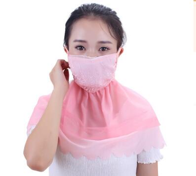 韩版女士防晒口罩春夏季防紫外线薄款护颈护脖套头口罩大雪纺面纱C1-2-3