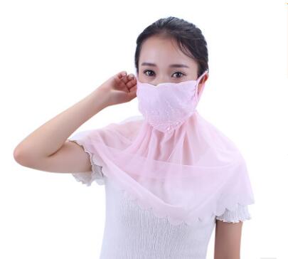 韩版女士防晒口罩春夏季防紫外线薄款护颈护脖套头口罩大雪纺面纱C1-2-3