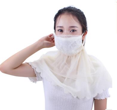 韩版女士防晒口罩春夏季防紫外线薄款护颈护脖套头口罩大雪纺面纱C1-2-3