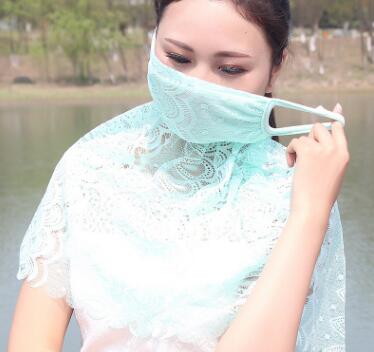 韩版女士防晒口罩春夏季防紫外线薄款护颈护脖套头口罩大雪纺面纱C1-2-3