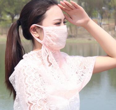 韩版女士防晒口罩春夏季防紫外线薄款护颈护脖套头口罩大雪纺面纱C1-2-3