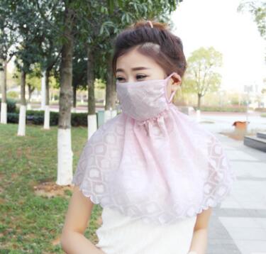 韩版女士防晒口罩春夏季防紫外线薄款护颈护脖套头口罩大雪纺面纱C1-2-3