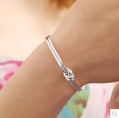 镀18K白金钛钢手镯女开口手环韩版时尚欧美个性光面手镯 C4-1-2
