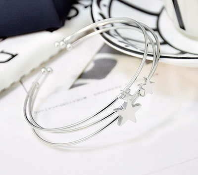 镀18K白金钛钢手镯女开口手环韩版时尚欧美个性光面手镯 C4-1-2