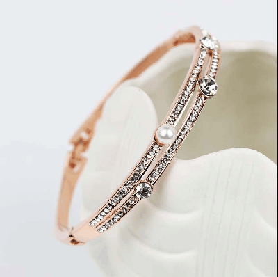 镀金玫瑰金时尚韩版手链 镶钻手镯 首饰饰品女朋友生日礼物C5-2-4