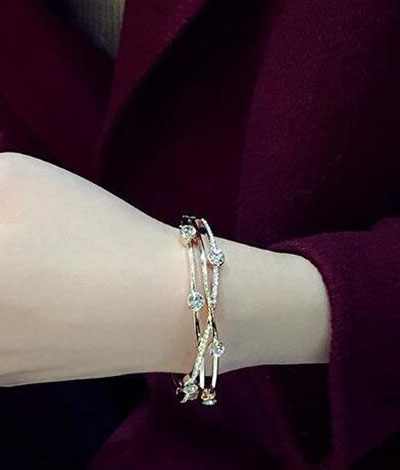 镀金玫瑰金时尚韩版手链 镶钻手镯 首饰饰品女朋友生日礼物C5-2-4