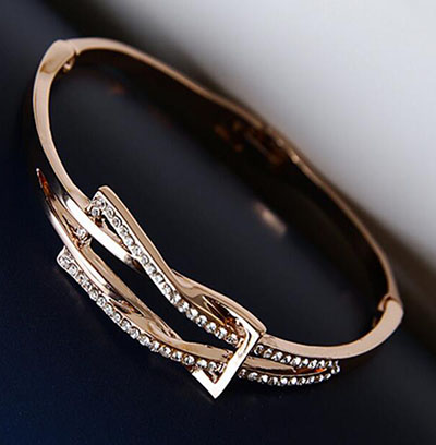 镀金玫瑰金时尚韩版手链 镶钻手镯 首饰饰品女朋友生日礼物C5-2-4