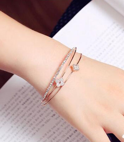 镀黄金时尚韩版手链 镶钻手镯 首饰饰品女朋友生日礼物C5-2-4