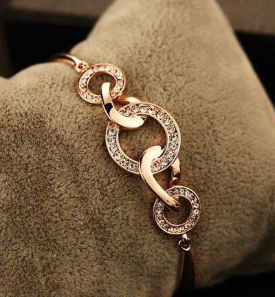 镀黄金时尚韩版手链 镶钻手镯 首饰饰品女朋友生日礼物C5-2-4