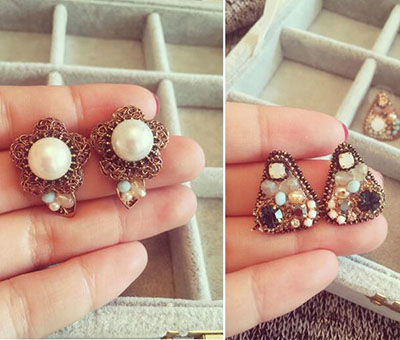 百搭耳钉女生日韩国简约气质甜美学生防过敏耳环幸运耳饰(B8-3-2)