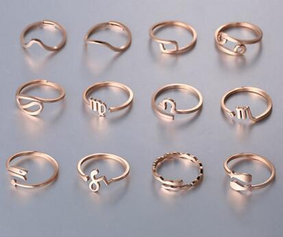 镀18K玫瑰金钛钢简约混款戒指女 