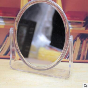 026十元店厂家直销 椭圆形透明台镜 桌面梳妆镜 双面台式小镜子E2-3-3