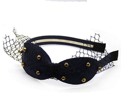 头箍 新款钢卡PU网纱发饰甜美学生百变蕾丝蝴蝶结发箍C4-3-5