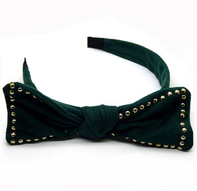 宽边麂皮绒兔耳朵发箍韩版铆钉蝴蝶结发带发饰批发B9-4-2