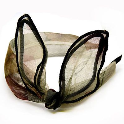 印花欧根纱甜美蝴蝶结头发箍个性大兔耳朵压发卡可爱发饰C4-2-3