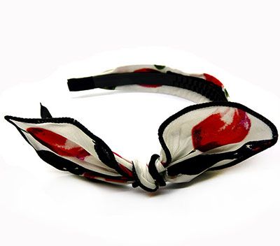 韩版雪纺小清新发箍 女时尚兔耳朵头箍拼色发饰C1-5-3