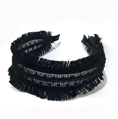 韩国新款高档甜美简约气质钢卡毛毛边编织宽边带齿发发女B4-3-6