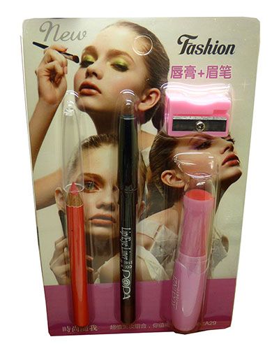 唇膏眉笔彩妆组合不晕染眉笔 化妆品直销批发A29B10-4-3