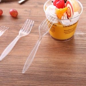  100/包环保塑料蛋糕叉水果叉一次性叉子透明