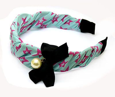 韩国秋冬饰品 简约气质布艺珍珠麻花辫宽边发箍头箍C4-1-4