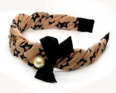 韩国秋冬饰品 简约气质布艺珍珠麻花辫宽边发箍头箍C4-1-4