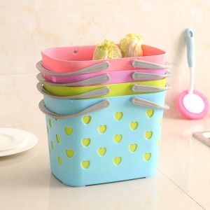 环保PP日款塑料手提沐浴收纳篮子（爱心）100/箱