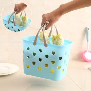 环保PP日款塑料手提沐浴收纳篮子（爱心）100/箱