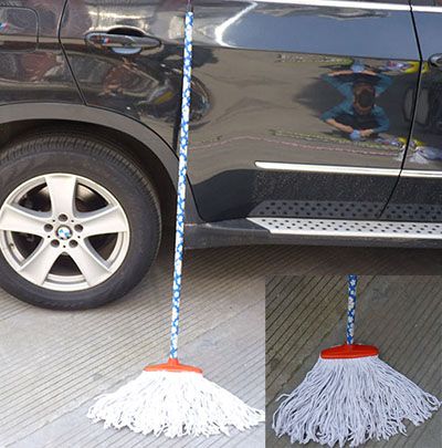 加厚棉纱木杆拖把 不掉毛塑料宽头棉线地拖八B15--2-2