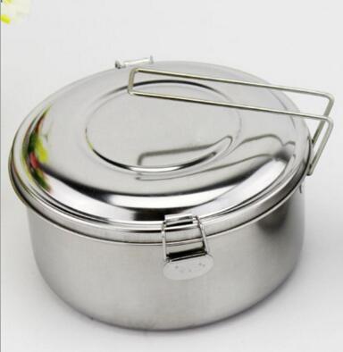 16cm带格不锈钢圆形多用便当盒餐盒 饭盒A8-1-4