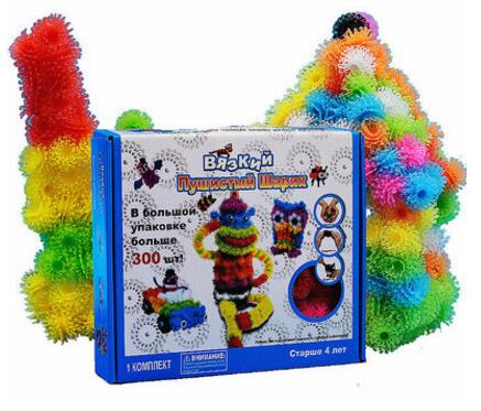 批发300+（盒装）百变毛毛球蓬蓬捏捏球环保DIY粘粘球积木拼装益智儿童玩具八B23-2-3