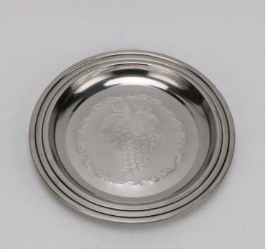 36cm不锈钢圆盘加厚加深酒店餐具平盘家用菜盘子烧烤盘子葡萄盘3号楼梯