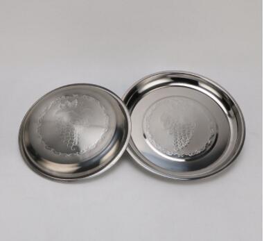 34cm不锈钢圆盘加厚加深酒店餐具平盘家用菜盘子烧烤盘子葡萄盘3号楼梯