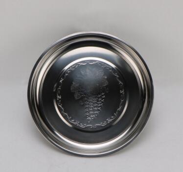 32cm不锈钢圆盘加厚加深酒店餐具平盘家用菜盘子烧烤盘子葡萄盘3号楼梯