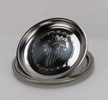 30cm不锈钢圆盘加厚加深酒店餐具平盘家用菜盘子烧烤盘子葡萄盘A2-2-1