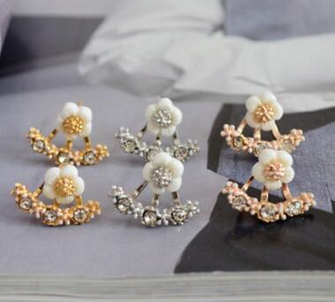 淘宝热卖 韩版时尚高档耳饰 不对称夸张珍珠水钻耳钉混批 女C3-1-2