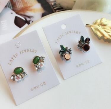 淘宝热卖 韩版时尚高档耳饰 不对称夸张珍珠水钻耳钉混批 女C3-1-2