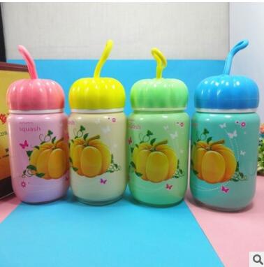 炫彩南瓜随手杯小艾玻璃杯卡通图案玻璃瓶E5-1-3