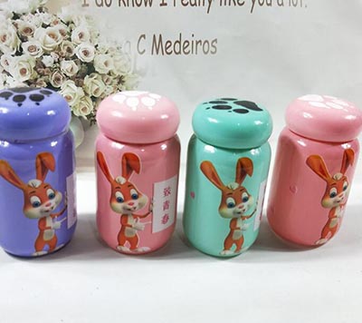 炫彩动物随手杯小艾玻璃杯卡通图案玻璃瓶-兔子B10-1-1B13-1-1B8-2-1