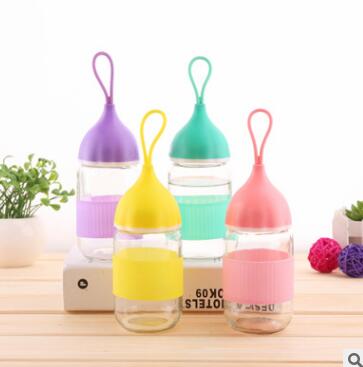 创意洋葱头小艾杯水滴透明玻璃杯 硅胶套随手杯定制水杯B11后