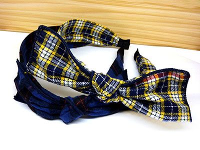 布艺发箍创意蝴蝶结头箍韩版条纹格子时尚发饰头饰批发B10-3-3