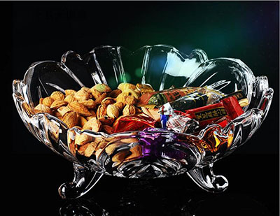 ZD001大号玻璃水果盘水晶高脚果斗创意欧式糖果盘荷兰风情水晶果斗六B17-2-1