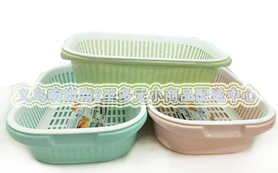 （60/件）CX-6028大号椭圆家用塑料双层沥水篮 厨房工具多功能洗菜篮六21-4-1