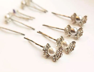 2个合金水钻一字流海夹 小卡子 边夹 对夹B9-1-3