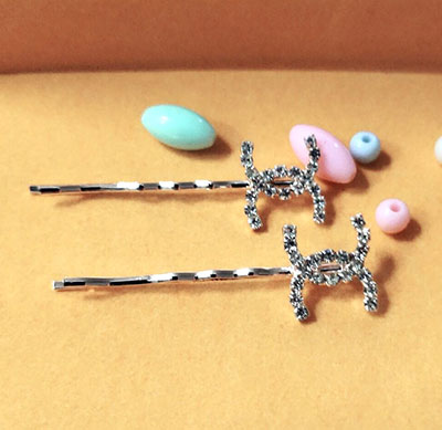 2个合金水钻一字流海夹 小卡子 边夹 对夹B9-1-3