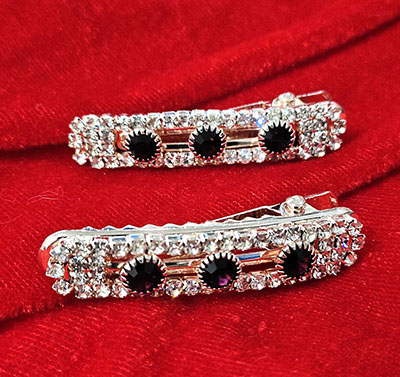 2个美丽百惑美饰品金属镶嵌水晶钻民族风情对夹横一字边夹刘海夹b9-1-3