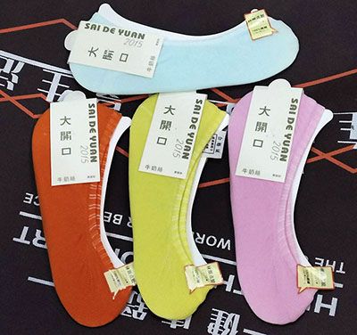 日式彩色隐形袜子 春夏季硅胶防滑全棉船袜E2-4-2