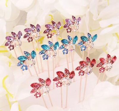 （单支）水钻发饰 成人百搭插针盘发韩式编发饰拼丸子头小发簪小发插U型夹混款b9-2-3