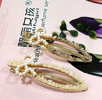 韩国简约捷克钻少女网红水晶发夹边夹一字夹发饰夹子头饰b7-3-5