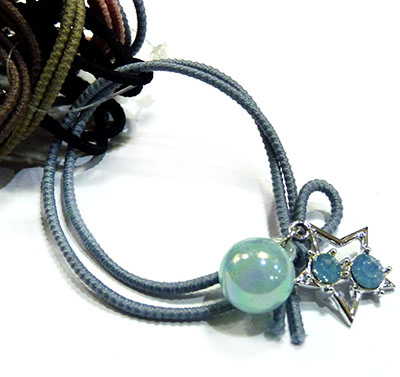 50号韩国简约彩色水晶合金头绳成人珍珠发绳B2-4-2